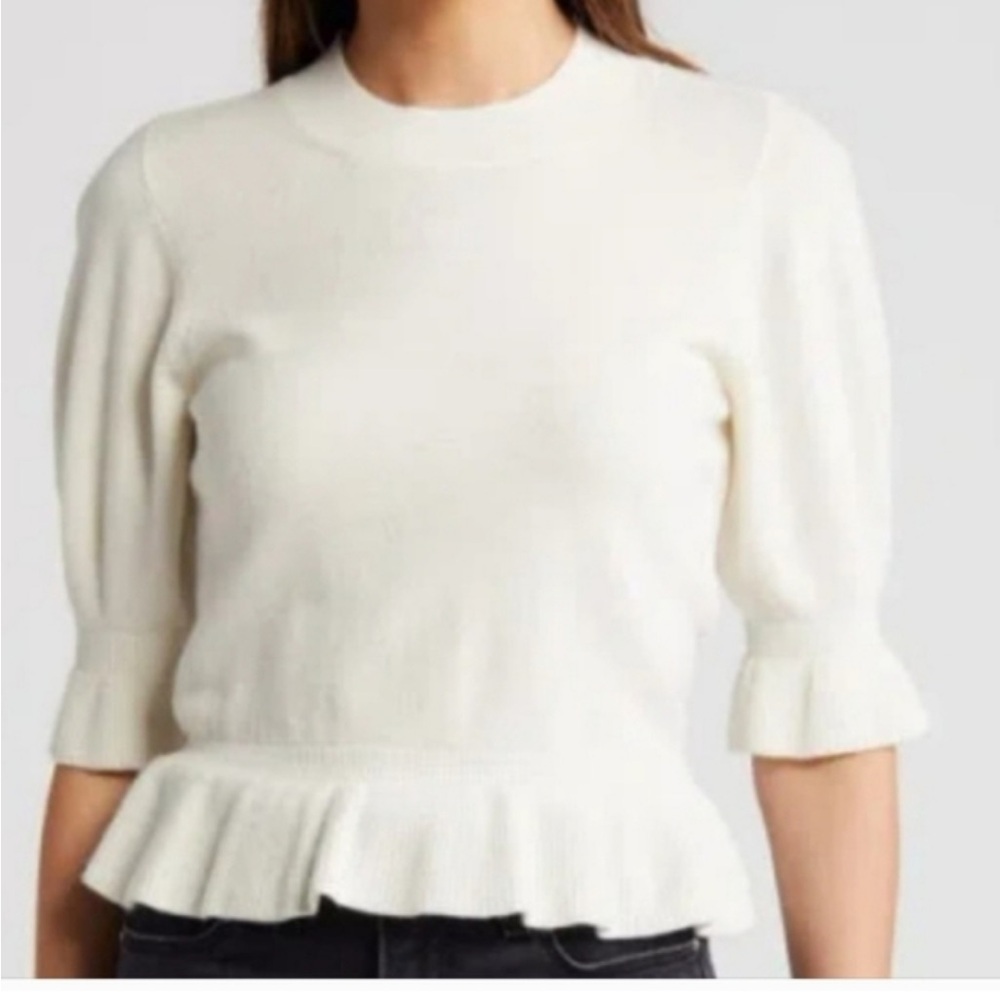 Paige Sabelina Merino Wool Blend Sweater In Ivory Size Medium